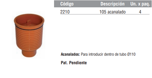 Sifón Vertical acanalado