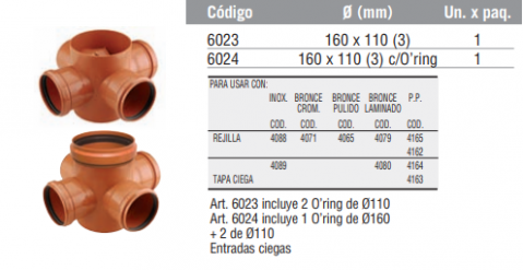Boca de acceso y pileta de patio Ø160 con sifón desm