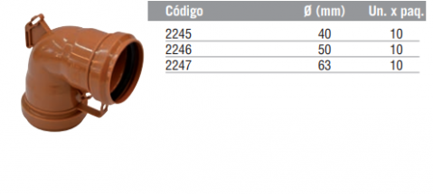 Codo a 87° 30’ H-HC con sujeción