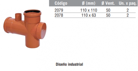 Ramal Simple 87º 30’ M-H con vent y tapa de insp